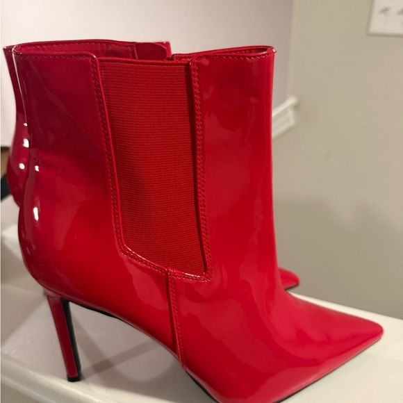 INC Womens Red Comfort Goring Katalina Pointed Toe Stiletto Zip-Up Booties 10.5 - Picture 7 of 12